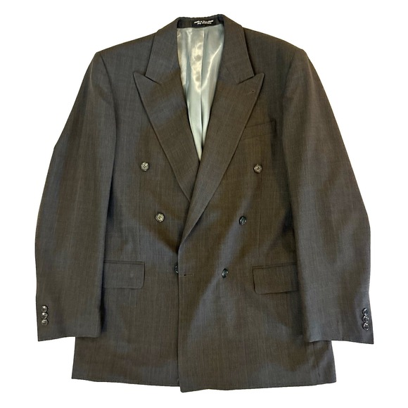 vintage 90s green plaid Van Julian double breasted blazer jacket sport coat 44 L